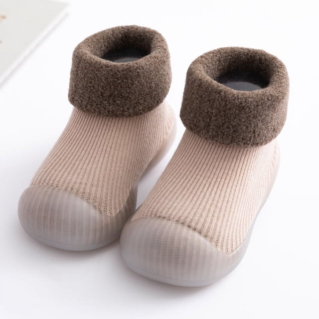 Calcetines de piso para bebé de otoño e invierno, zapatos de piso, zapatos y calcetines para bebé, niños pequeños, interior, fondo grueso, fondo suave fresco, terciopelo cálido