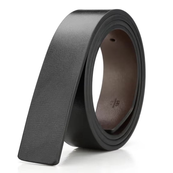 Men’s No Buckle PU Leather Replacement Belt Strap, 1.38 Inch Wide Black Blank Waist Strap, 33.49"-49.21" Universal Replacement Belt for Auto & Pin Buckle, Cost-Effective Spare Belt Accessory