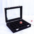 thumbnail image 4 of Cajas de madera para guardar joyas, organizador portátil de 24 compartimentos para pendientes, anillos y exhibidores, para mujeres y niñas (negro), 4 of 7