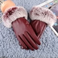 thumbnail image 2 of BKQCNKM Gloves for Cold Weather Winter Gloves Women Lady Black Leather Gloves Autumn Winter Warm Rabbit Mittens Winter Gloves Women, Red One Size, 2 of 3