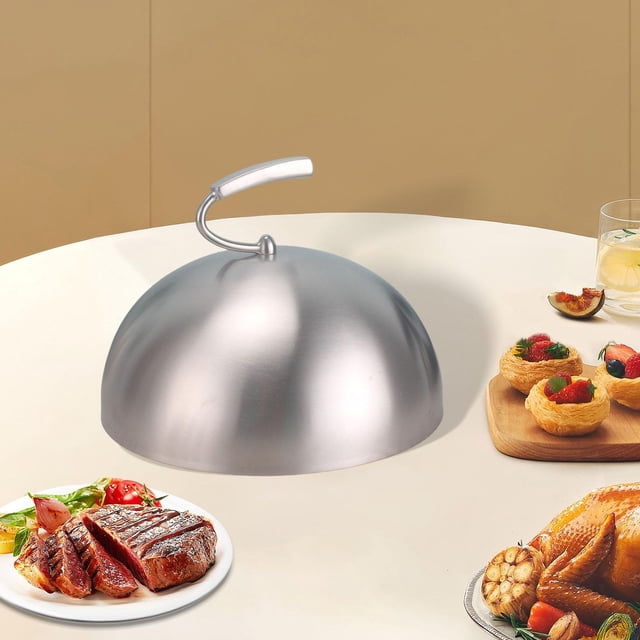 Cúpula para derretir queso, cubierta para cocinar al , acero inoxidable, Universal, con asa, cubierta para hamburguesas, para carnes y barbacoa 14cmx7cm