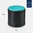 thumbnail image 2 of Best Choice Products Round Wicker Ottoman, Multipurpose Furniture w/ Removable Cushion, Steel Frame - Black/Teal, 2 of 8