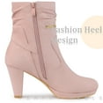 thumbnail image 4 of Unique Bargains Women's Ankle Zip Platform Mid Calf Block Heels Boots, 4 of 5