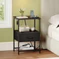 thumbnail image 3 of Eunos Black Nightstand with Charging Station and LED, Small Dresser with Drawer and Storage Shelfs for Bedroom, 3 of 9