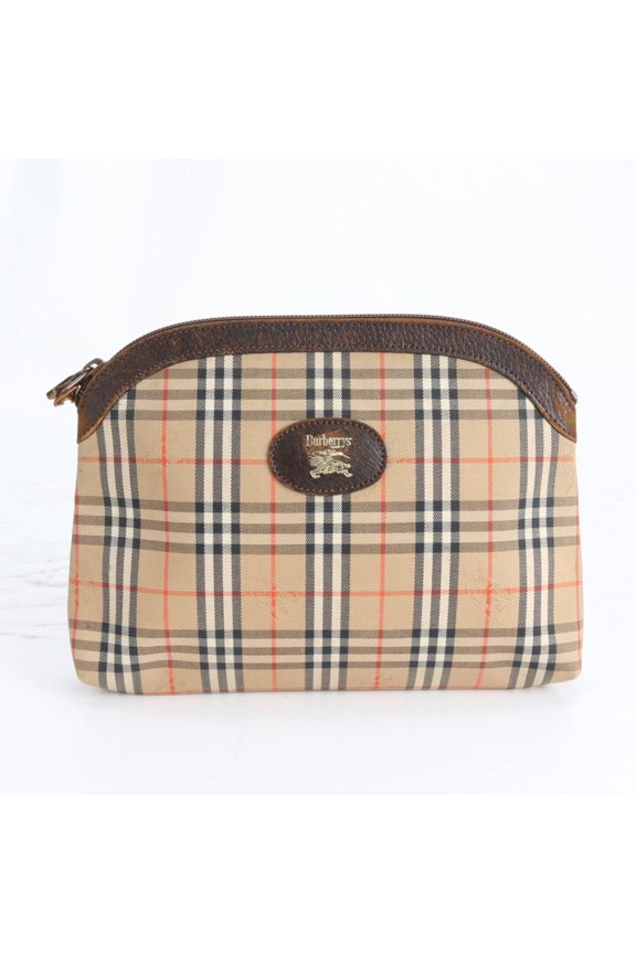 Pre-Owned Burberry Nova Check Leather Second Bag Clutch Pouch Beige Brown Men's