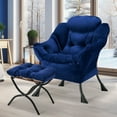 thumbnail image 2 of Avocahom Lazy Chair with Ottoman,Thick Padded Modern Accent Armchair,Upholstered Leisure Sofa Chair with armrest,Reading chair with Footstool for bedroom,living room, 2 of 8
