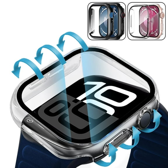 KANCOKIT 2 in 1 for Apple Watch Series 11/10 42mm Screen Protector Case, Built-in Tempered Glass Film & PC Bumper Cover for iWatch 42mm, Clear