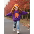 thumbnail image 3 of HILEELANG Kids 12M-7Y Halloween 100% Cotton Crewneck Sweatshirt, Pumpkin Graphic, Purple, 3 of 13