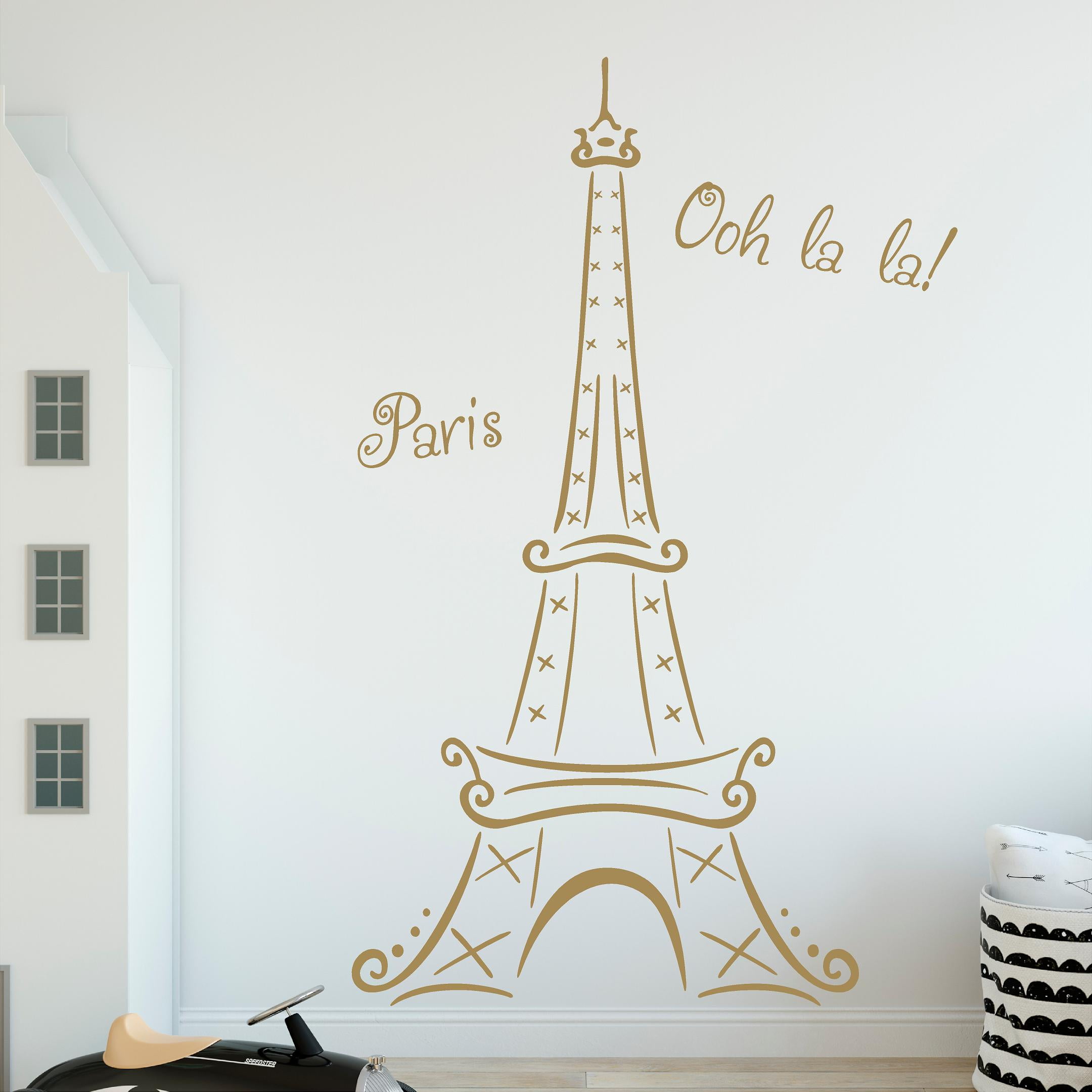 Eiffel Tower Ooh La La Paris Vinyl Wall Decal Sticker 6 foot tall Eiffel Tower Decals Size 72