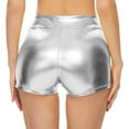 thumbnail image 4 of HSHDLDF Womens Metallic Booty Shorts High Waisted Shiny Rave Bottoms for Dance Festival Costumes, 4 of 4