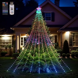 DONGPAI Christmas Decoration Star String Lights, LED Waterfall Christmas  Tree Fairy Lights with Star Topper for Indoor Outdoor Yard Garden Patio  Party