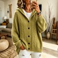 thumbnail image 3 of Rrxhxhs Cardigan for Women Solid Color Cable Knit Button Front Long Sleeve Loose Casual Hooded Sweater Cover Up, 3 of 5