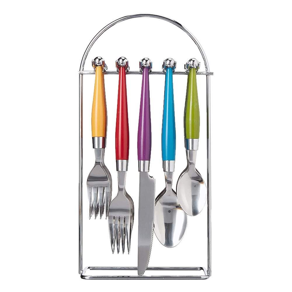 Santoro 20 Piece stainless Steel Flatware Set with Hanging Rack