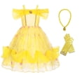 thumbnail image 1 of Bella princesa vestido La Bella y La Bestia Cosplay vestidos de niñas para fiesta de disfraces niños disfraz Rosa corona guantes niños ropa 9-10T Gao Jinjia LED, 1 of 2