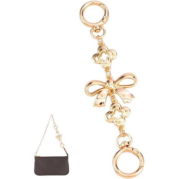 LANFENG Elegant Gold Bow Pattern Bag Extender Chain, Versatile Purse Extender Chain for Coach Bags, Handbags, and Wallets, Stylish Bag Charm and Strap Replacement Accessory