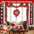 thumbnail image 2 of BYXAS 20 Pcs Christmas Artificial Poinsettia Flowers 5.9" Glitter Poinsettias Flowers with Clips for Christmas Tree DIY Xmas Wreath Party New Year Decor (Red), 2 of 11