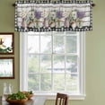 thumbnail image 3 of Spring Floral Curtain Valances for Windows, Kitchen Valance Window Treatments Panel 2 Pack, Pastoral Bottle Flowers Wood Black Plaid Rod Pocket Short Curtains for Bathroom Bedroom 42 x 12 Inch, 3 of 8