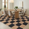 thumbnail image 2 of HIWEAVER Brown/Black 6' x 9' Modern Geometric Easy Jute Area Rug for Living Room Washable Checkered Print Indoor Outdoor Carpet Non-Slip Stain-Resistant Kitchen Throw Mat Low Pile Patio Rug Decor, 2 of 6