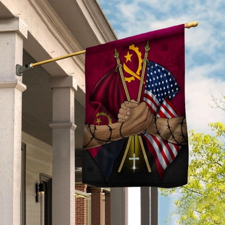 Flags Angolan Handshake American Flag Friendship USA Angola Angolan Part House Flag, Double-Sided Decorative Outdoor Flag, Patriotic Polyester Yard Flag 29.5 x 39.5 in