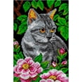 thumbnail image 1 of Rug Making Latch Hooking Kit | Kitten in Flowers, 1 of 9