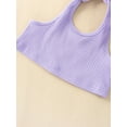 thumbnail image 5 of hirigin Toddler Girls Summer Outfit Sets Purple Hanging Neck Tank Tops + Plaid PP Shorts, 5 of 9