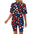 thumbnail image 5 of Pounoo Women's 2 Piece Outfits Knit Sets Independence Day Style Lightweight Breathable V Neck Short Sleeve Star Print Top And Biker Shorts Gift, 5 of 6
