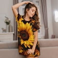 thumbnail image 6 of Salouo Vibrant Sunflower Blooms Print Short Sleeve Sleepshirt for Womens Comfy Nightgown Scoopneck Cute Nightdress Ruffle -X-Large, 6 of 7