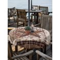 thumbnail image 2 of Outdoor Tablecloth with Umbrella Hole for Patio/Picnic/Party/Camping, Texas Star Vintage Waterproof Table Cloth Round Cover Washable, Brown Retro Art Red Berry Wooden (Dia 54"), 2 of 8