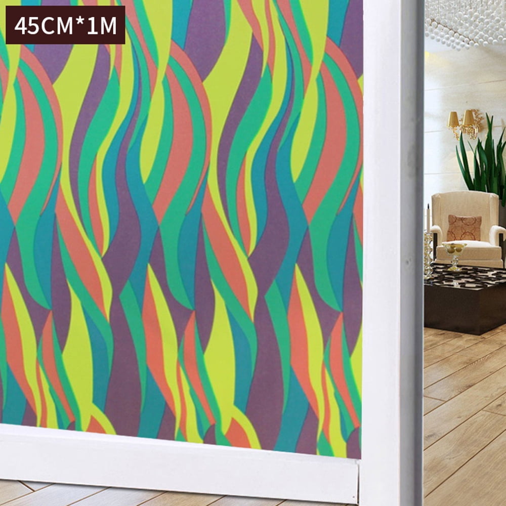 Heflashor Window Privacy Film Stained Glass Opaque NonAdhesive Window