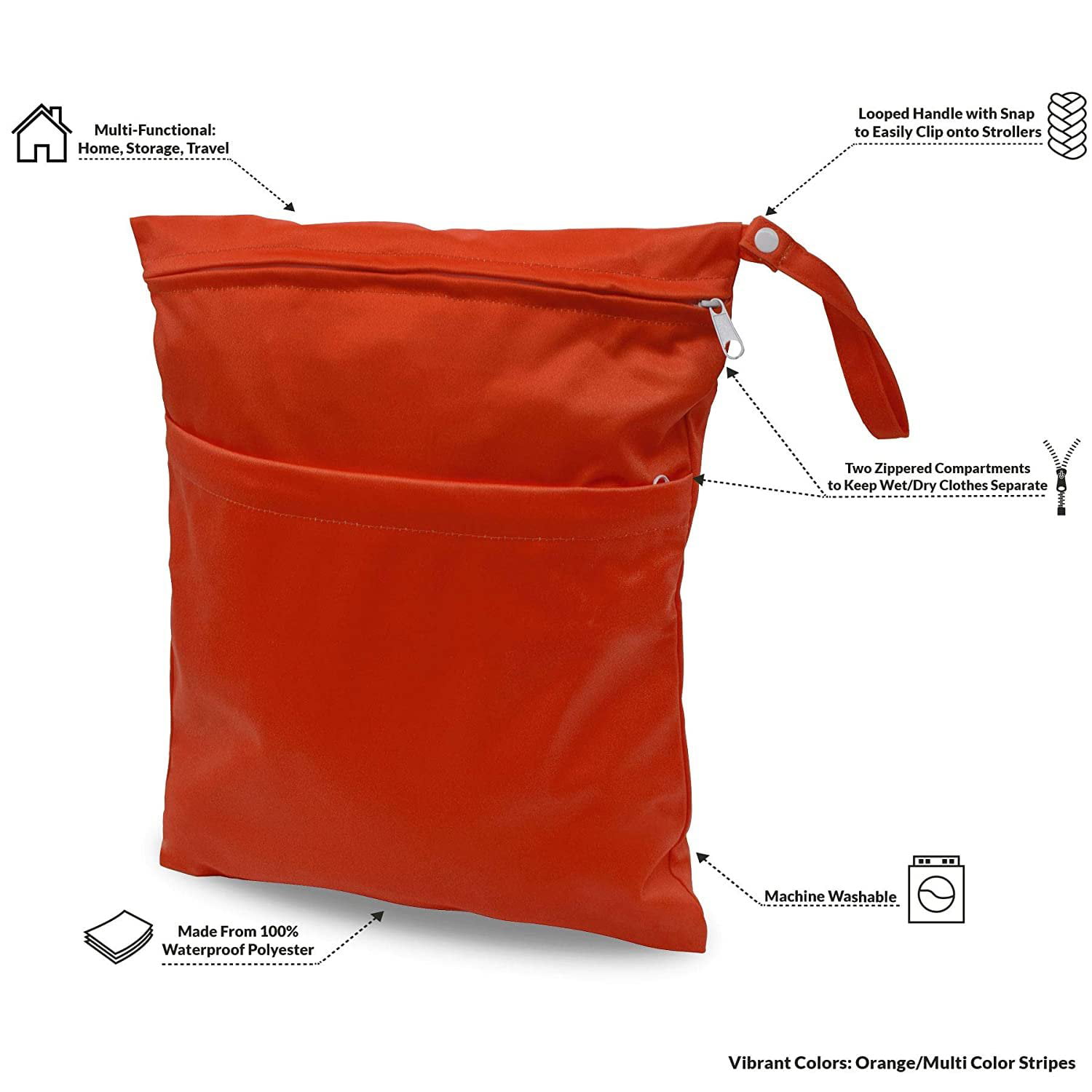 Reusable Waterproof Zip Baby Wet Dry Cloth Swim Travel Pockets Bags 