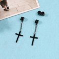 thumbnail image 4 of Set Of 3 Pairs Non-perforated Magnet Stud Earrings Stainless Steel For Cross Dangle, 4 of 4