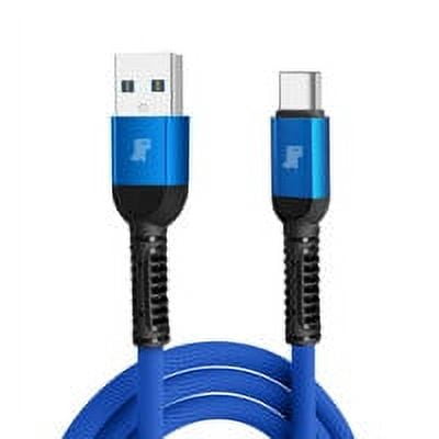 fastboy Charging Cable Quick Charging QC3.0 USB Wire Nylon Braided Mobile Phone Data Cord, Blue, Type-C