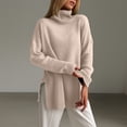 thumbnail image 2 of Women's Turtleneck Tunic Sweater, Womens Fall Sweaters, Long Sleeve Side Slit Casual Pullover Top, 2 of 7