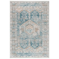 SAFAVIEH Shivan Tobin Traditional Distressed Area Rug, Blue/Gold, 5'3" x 7'6"