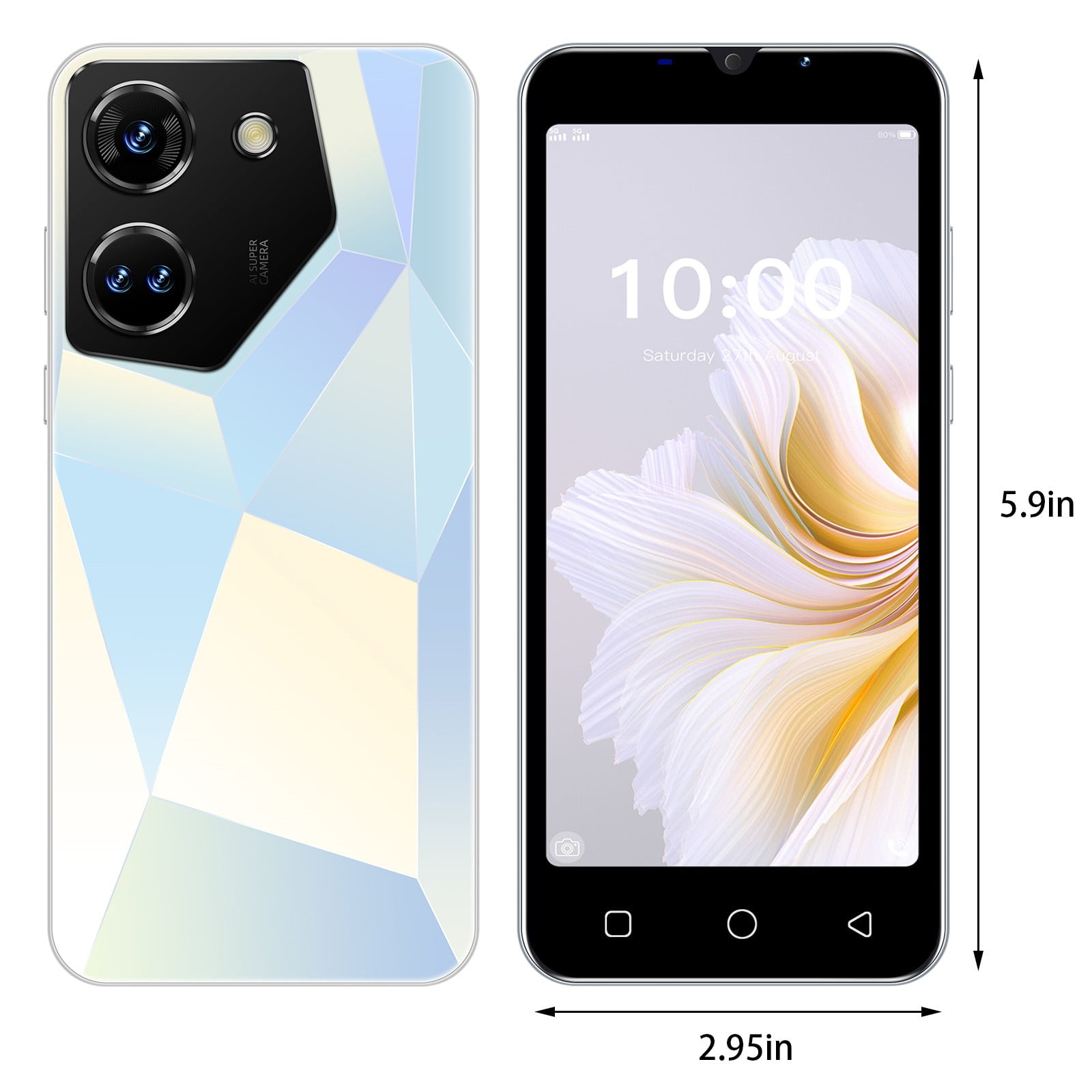 FYTPOV Android Phone, 5.5 Inch Smartphone SIM Android Gaming HD Camera WIFI Portable Mobile Phone, Cell Phones Unlocked