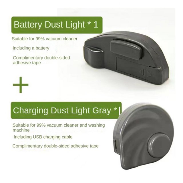 2 piezas de luces láser para aspiradora, lámpara LED oculta para mostrar el polvo de los gatos y el pelo de las mascotas, USB y batería, piezas universales para aspiradora