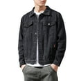 thumbnail image 5 of YMNXA Mens Denim Jacket Long Sleeved Lapel Solid Color Button Comfortable Fashion Coat With Pocket For Casual Daily Wear Black L, 5 of 7
