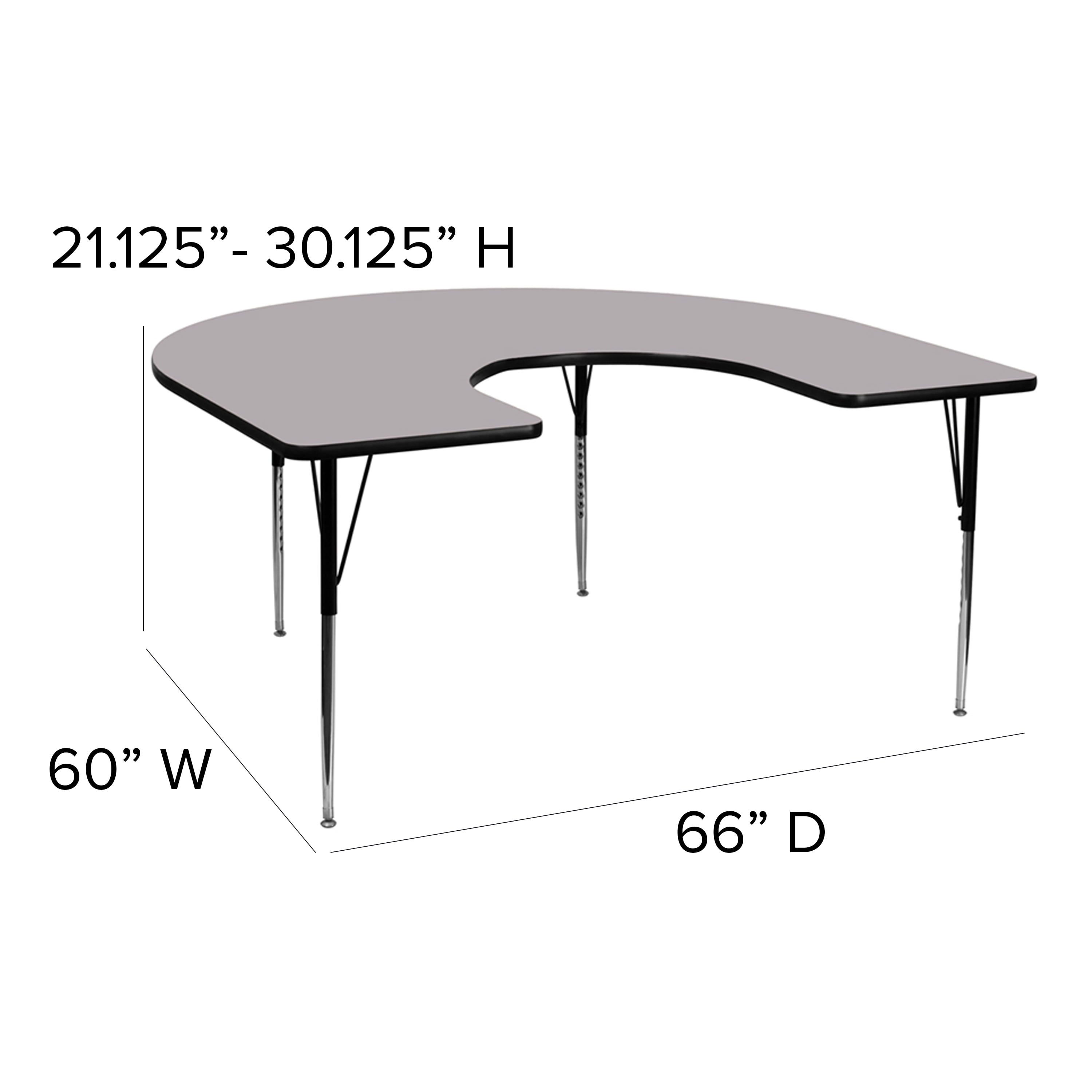 Berries Horseshoe Activity Table - 60 X 66, Mobile - Driftwood Gray/