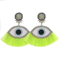 thumbnail image 2 of Pendientes colgantes bohemios con forma de ojo, aretes bohemios con borlas y flecos grandes para mujer O, E1116 Azul claro, 2 of 5