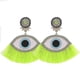 thumbnail image 2 of Pendientes colgantes bohemios con forma de ojo, aretes bohemios con borlas y flecos grandes para mujer, O, E1119, color negro, 2 of 5
