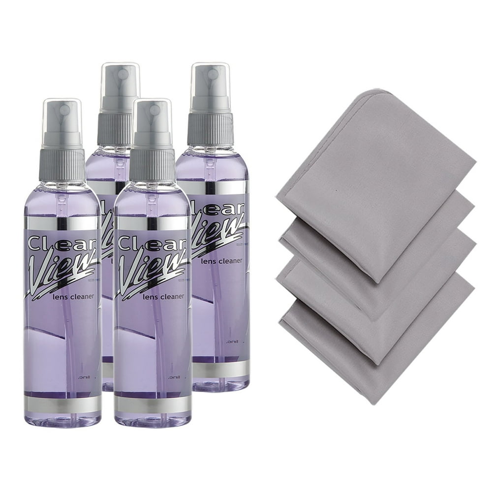 Eyeglass Lens Cleaner Spray 4 Pack of 4oz Glasses Cleaning Spray & 4 Microfiber Cleaning Cloth