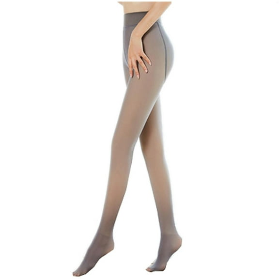 JeashCHAT Fashion Women Fake Translucent Warm Fleece Pantyhose Solid Coffee Original