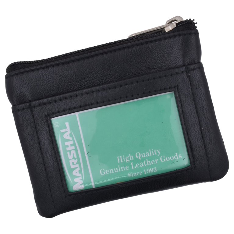Genuine Leather Coin Change Purse With Front ID Window & Key