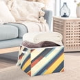 thumbnail image 3 of Yayeee Collapsible Cube Storage Bin with Lid Fabric Closet Decorative Basket with Handles, Retro Colorful Stripes, 3 of 7