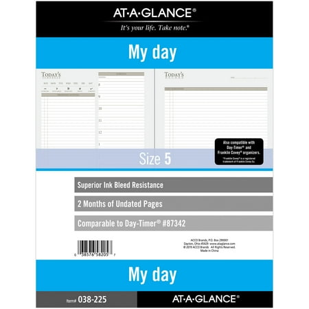 UPC: 0038576582057 | AT-A-GLANCE Undated Daily Planner Refill Loose-Leaf Folio Size 8 12 x 11 –