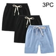 thumbnail image 5 of Kaemgyyd 3 Pack Cotton Linen Toddler Girls Shorts Summer Solid Drawstring Short Pants Unisex Kids Boys Casual Straight Leg Workout Clothes 2-10 T, 5 of 7