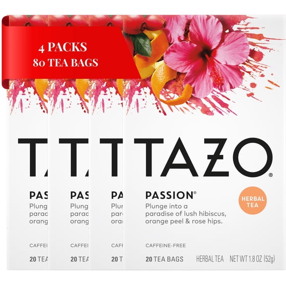 Tazo Herbal Tea Passion 20 Tea Bags Pack of 4