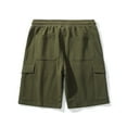 thumbnail image 3 of Lovskoo 2024 Men's Cargo Shorts Solid Color Workwear Cotton Shorts Multiple Pockets Loose Casual Sports Shorts Olive Green L, 3 of 8