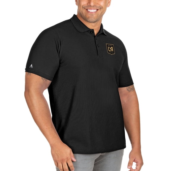 Men's Antigua Black LAFC Big & Tall Legacy Pique Polo