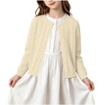 thumbnail image 2 of Ynynloco Girls 100%Cotton Soft Long Sleeve Cardigan Sweater Girls Button Closure Knitted Eyelet Cardigan 0-6Y, 2 of 9
